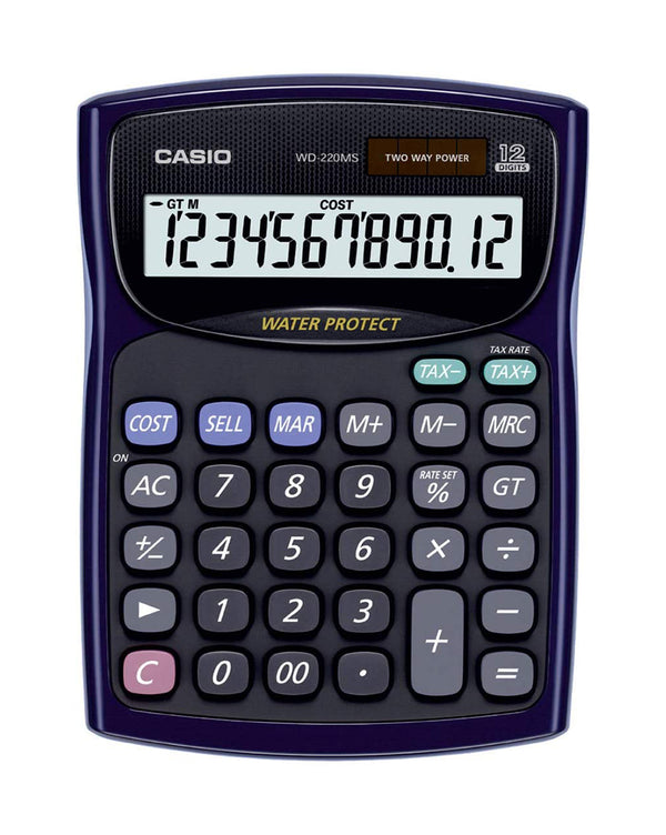Casio WD-220MS Water & Dust Proof 12 Digit Calculator